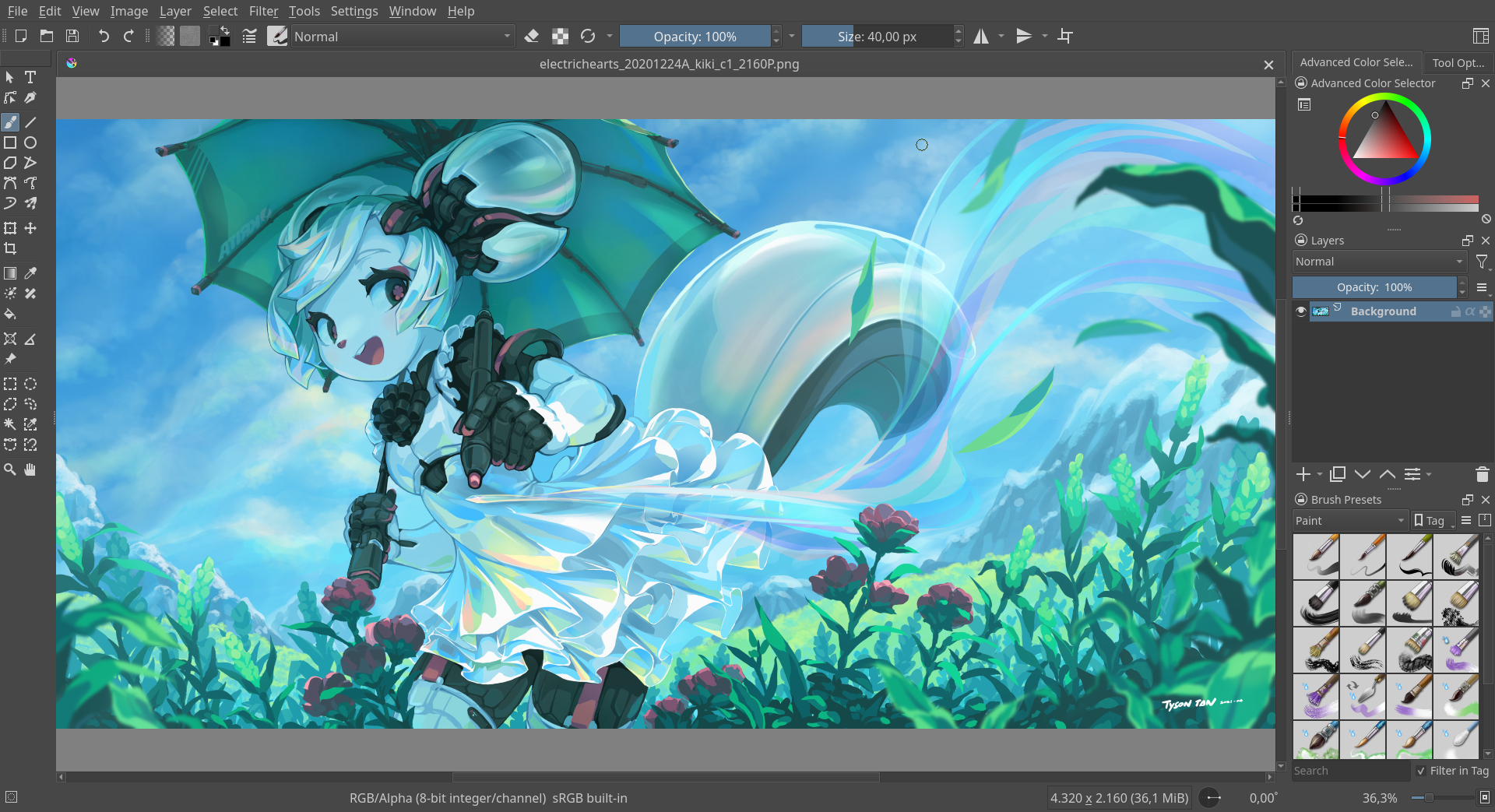 Krita application splash screen with branding and version info
